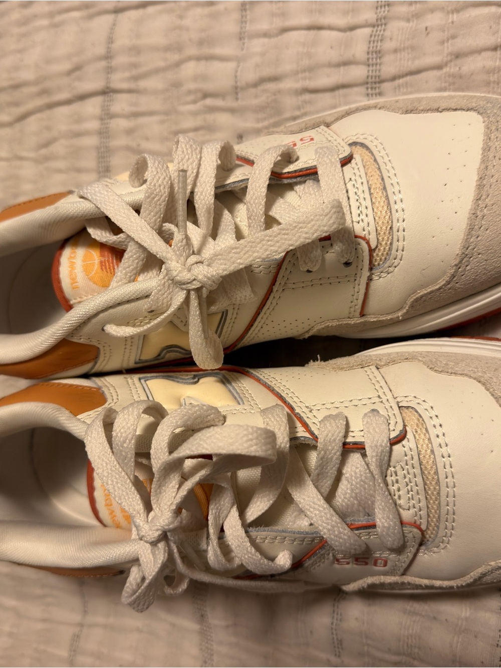 Women’s White and Orange Casual Athletic Sneakers